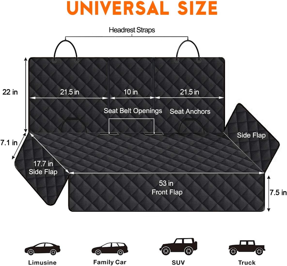 Ultimate Dog Car Seat Cover - Waterproof, Non-Slip Back Seat Protector for Pets and Kids - Fits Most Cars, SUVs, and Trucks - Black