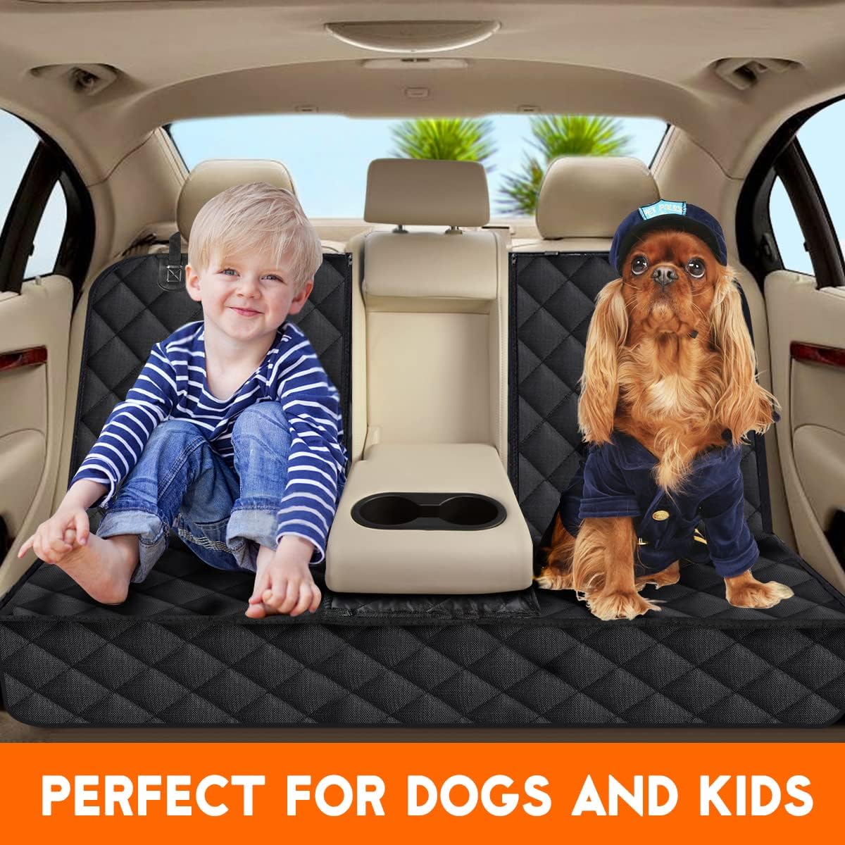 Ultimate Dog Car Seat Cover - Waterproof, Non-Slip Back Seat Protector for Pets and Kids - Fits Most Cars, SUVs, and Trucks - Black