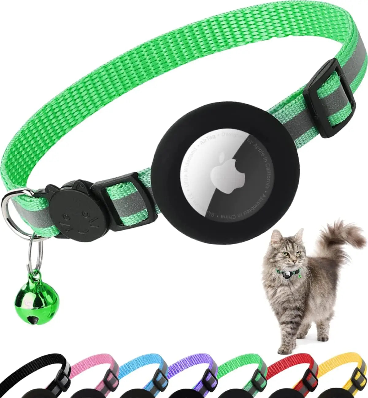 Adorable Reflective Cat Collar with Breakaway Safety, Bell, and Airtag Holder - Perfect for Your Feline Friend!
