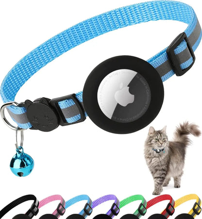 Adorable Reflective Cat Collar with Breakaway Safety, Bell, and Airtag Holder - Perfect for Your Feline Friend!