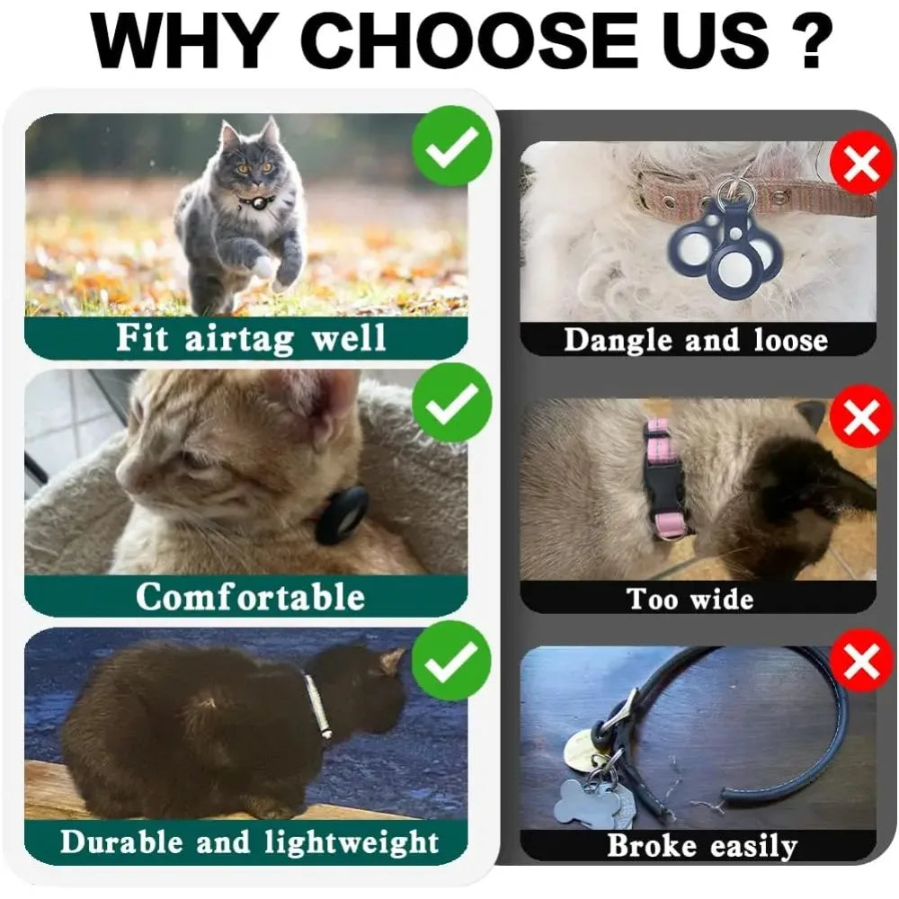 Adorable Reflective Cat Collar with Breakaway Safety, Bell, and Airtag Holder - Perfect for Your Feline Friend!