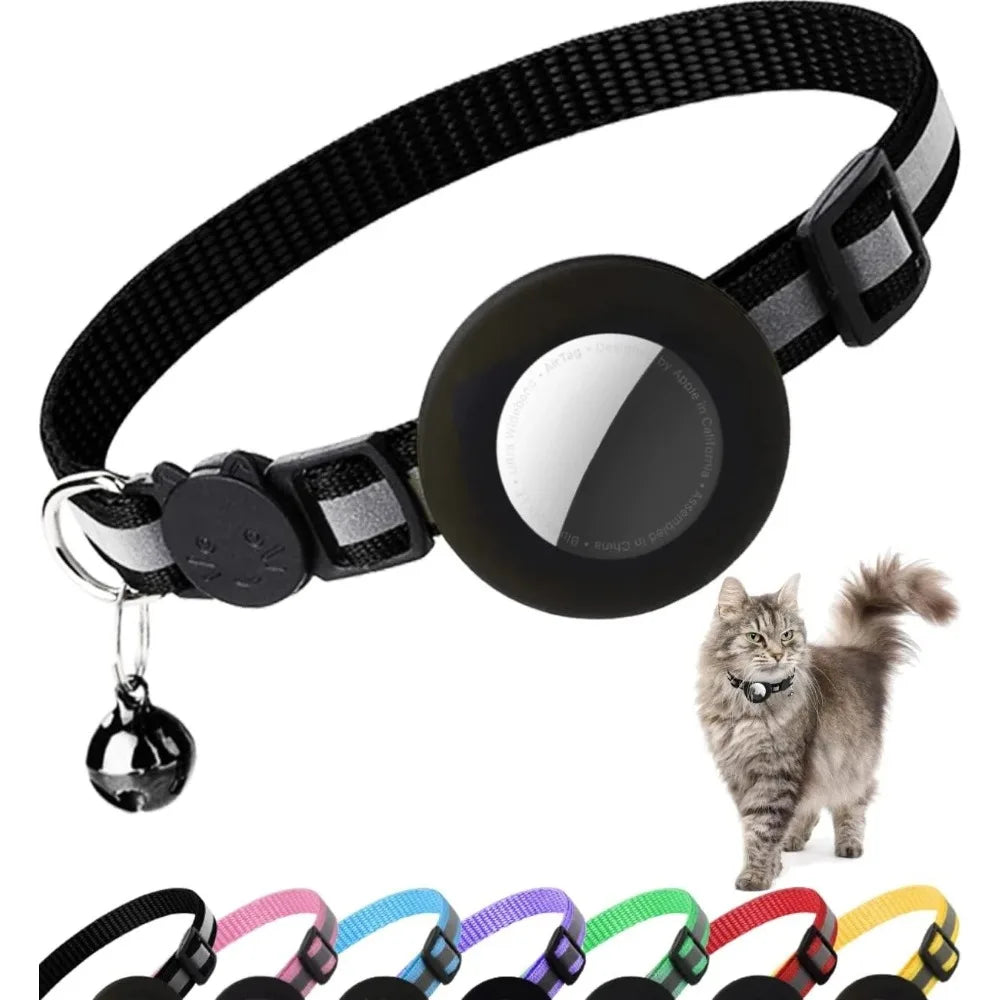 Adorable Reflective Cat Collar with Breakaway Safety, Bell, and Airtag Holder - Perfect for Your Feline Friend!