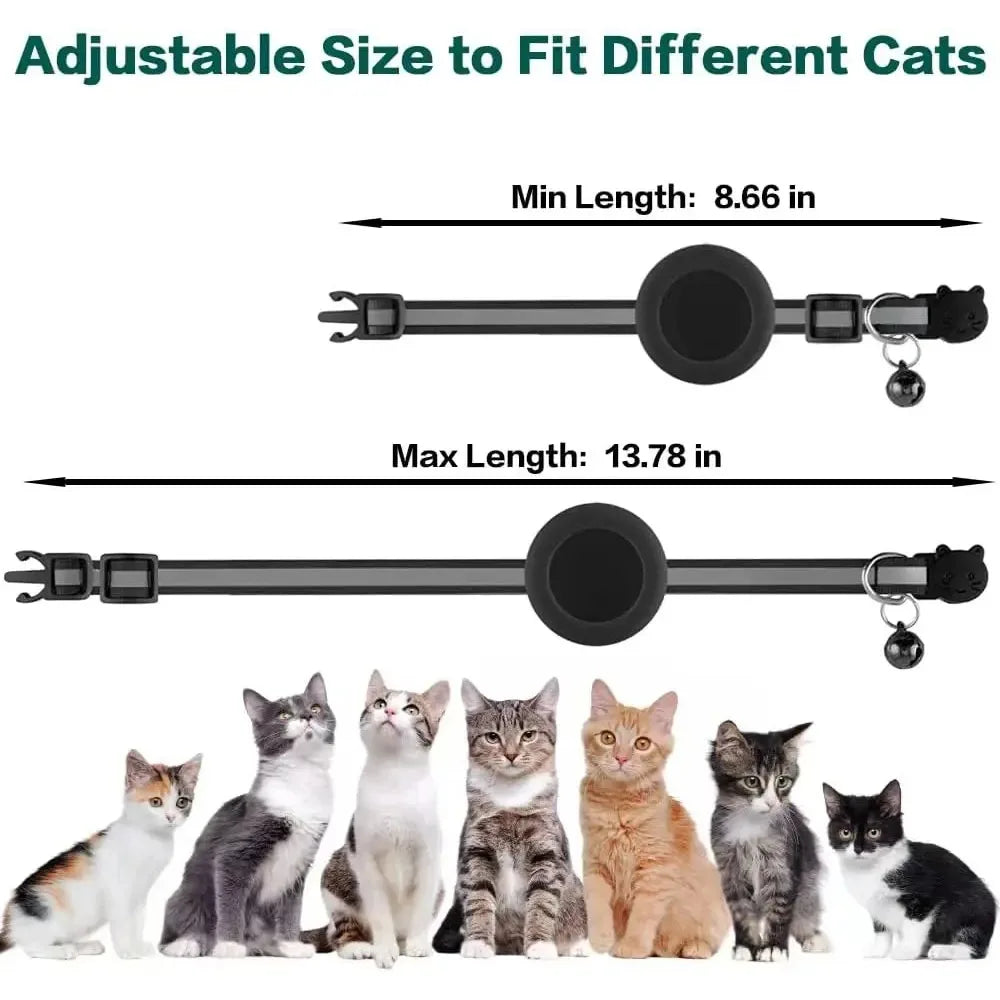 Adorable Reflective Cat Collar with Breakaway Safety, Bell, and Airtag Holder - Perfect for Your Feline Friend!