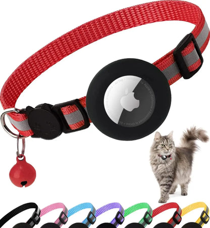 Adorable Reflective Cat Collar with Breakaway Safety, Bell, and Airtag Holder - Perfect for Your Feline Friend!