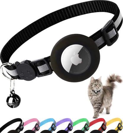 Adorable Reflective Cat Collar with Breakaway Safety, Bell, and Airtag Holder - Perfect for Your Feline Friend!