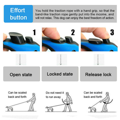 16.5FT Automatic Retractable Dog Leash - Hands-Free Walking Lead with Pet Collar - Free Shipping in the US